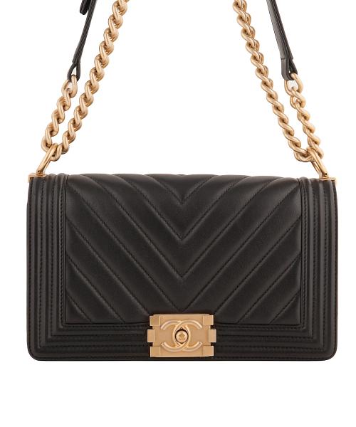 Chanel Black Chevron Quilted Medium Boy Bag | La Doyenne