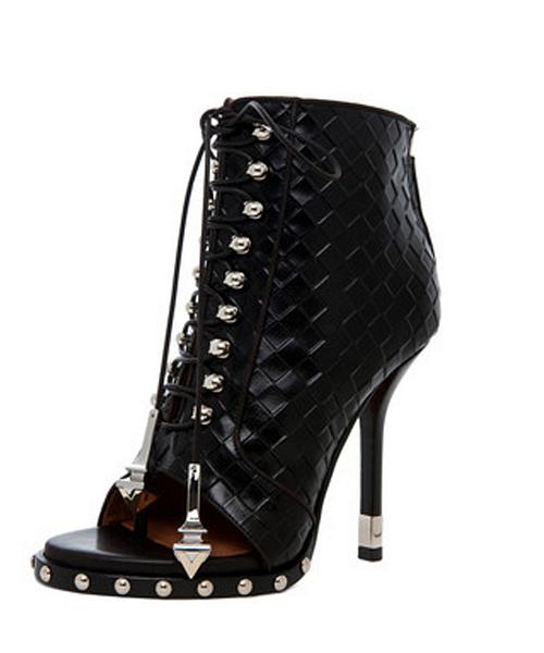Givenchy Black Woven Lace-Up Ankle Boot - Givenchy | La Doyenne